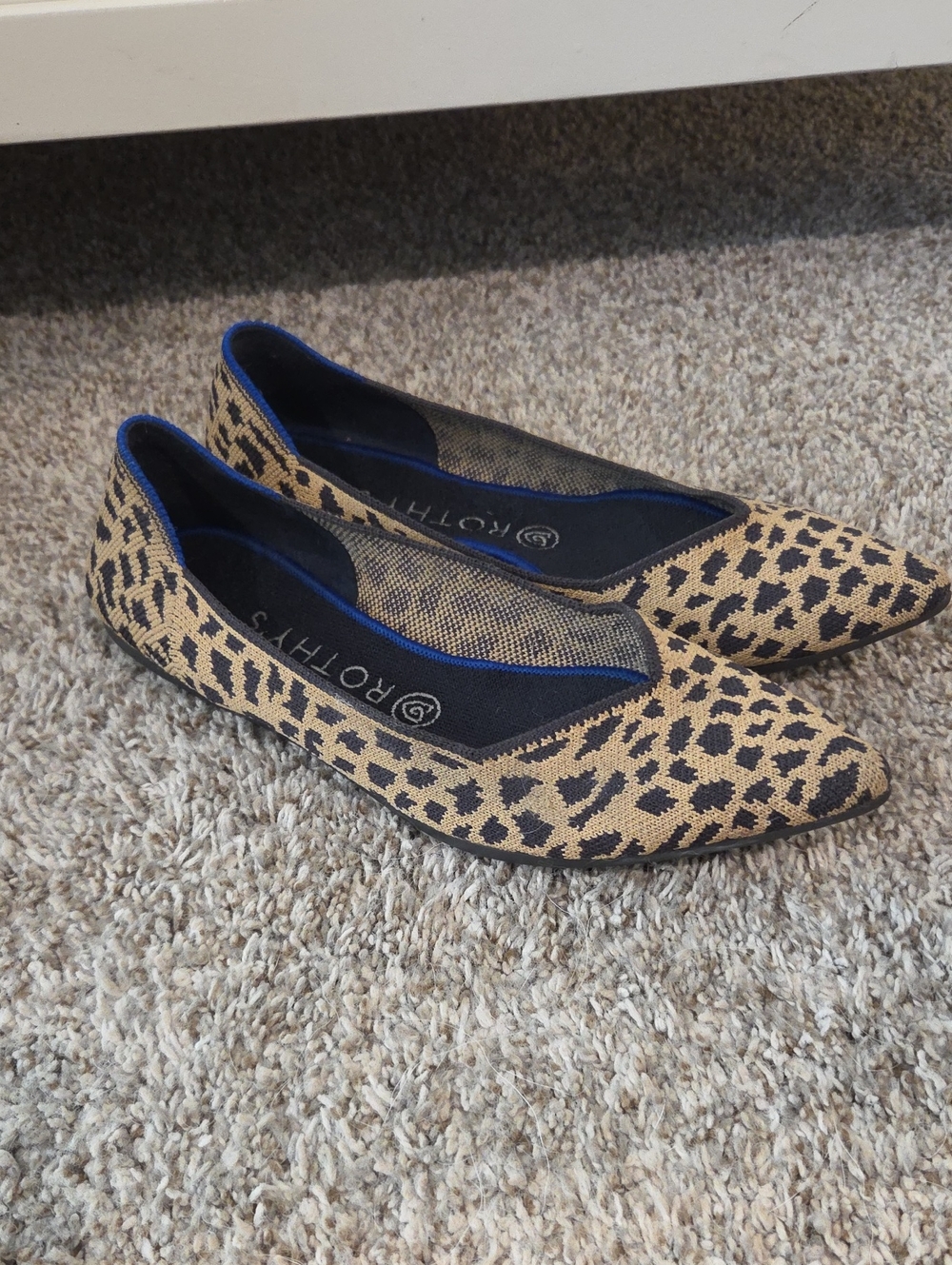 Rothy's Leopard-Print Pointed Toe Flats - Tan & Black